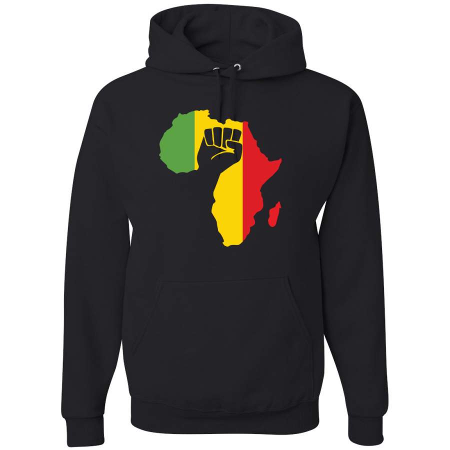 Love Africa Pride Map Black Power Fist Freedom Black History Month Gift Black Pride Graphic Hoodie Sweatshirt