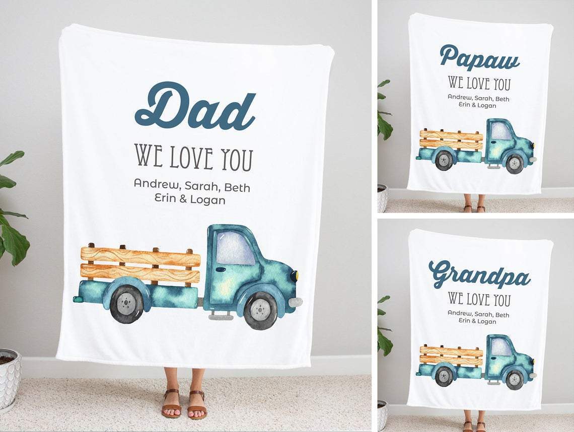 Apayprint – Blue Vintage Truck Personalized All Over Printed Blanket