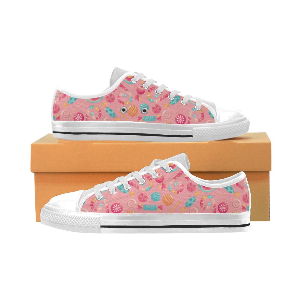 Colorful candy pattern Men’s Low Top Shoes White