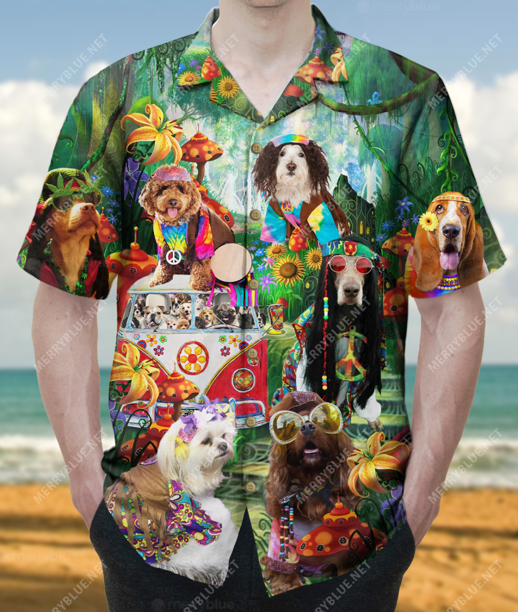 Hippie Van Peace Love Dogs Unisex Hawaii Shirt Ha78142