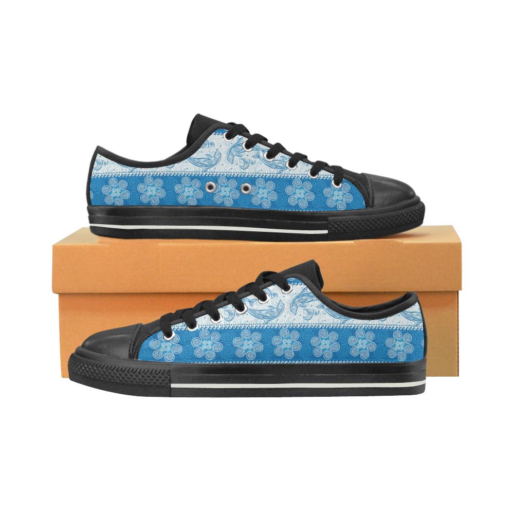 Dolphin Tribal Pattern Men’s Low Top Shoes Black