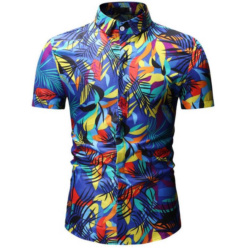 New Summer Mens Short Sleeve Beach Hawaii Shirts Cotton Casual Floral Ha106128