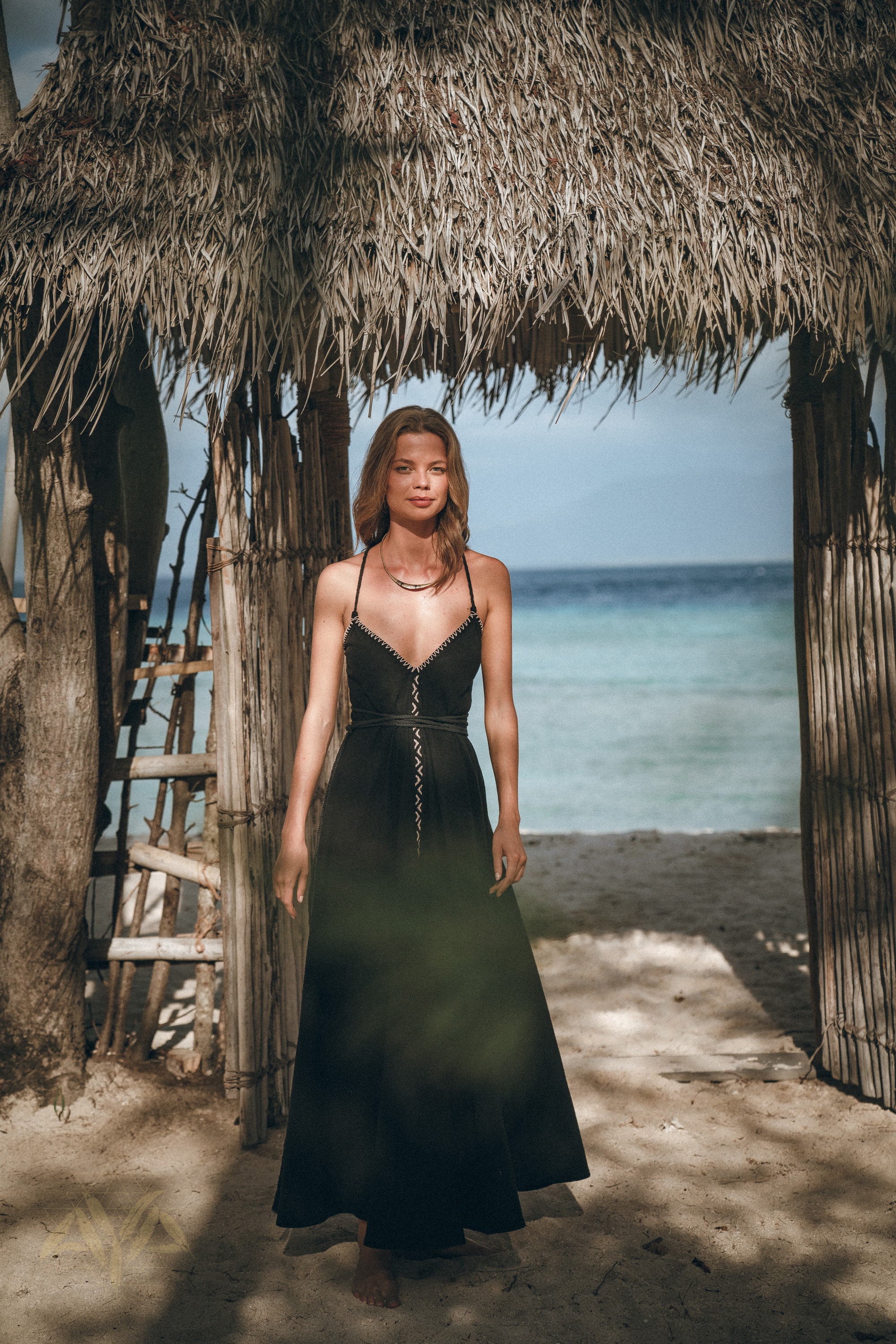 Black Bohemian Dress • Hand Embroidered Evening Dress • Gala Formal Dress • Bohemian Gothic Bridesmaid Dress •  Sutainable Slip Maxi Dress