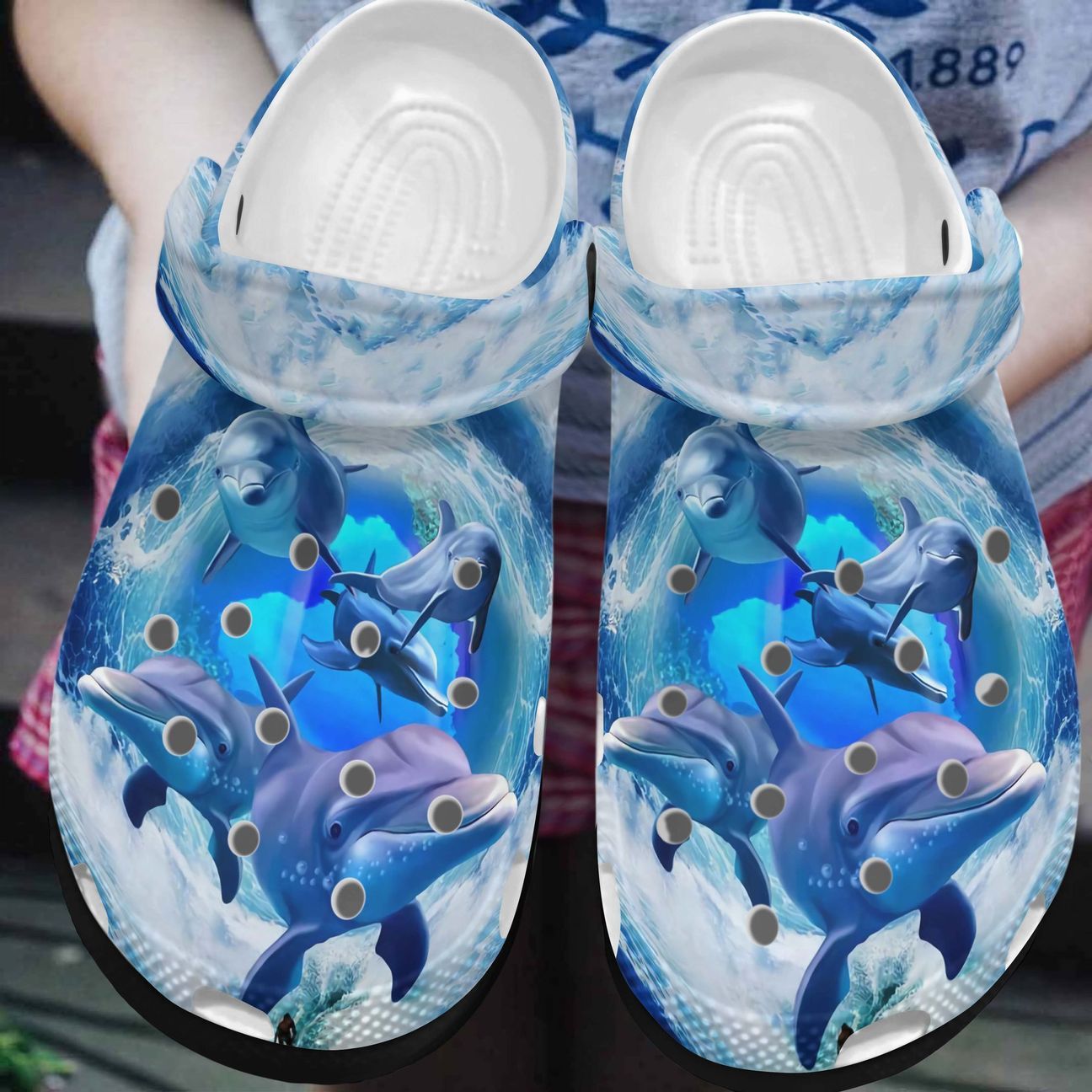 Dolphin Personalized Clog, Custom Name, Text, Color, Number Fashion Style For Women, Men, Kid, Print 3D Just Love Dolphins