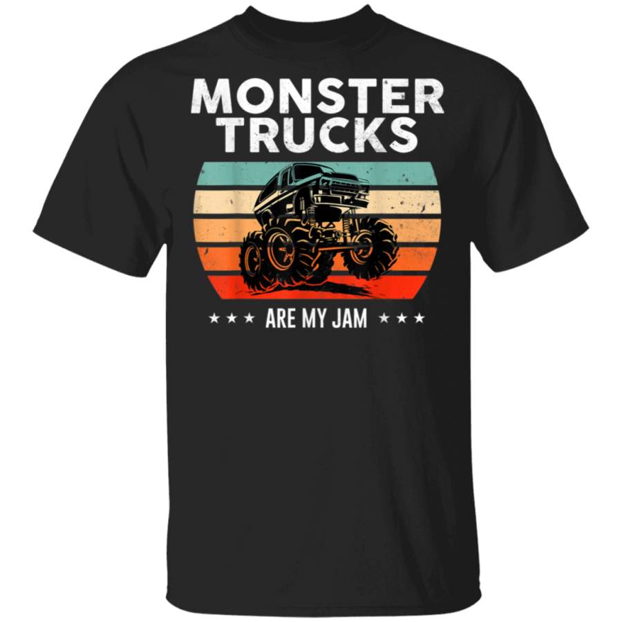 Vintage Monster Truck Are My Jam Retro Sunset Cool Engines T-Shirt