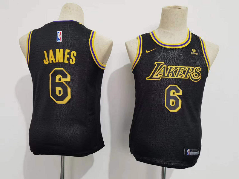 Youth Los Angeles Lakers #6 Lebron James City Jersey Black