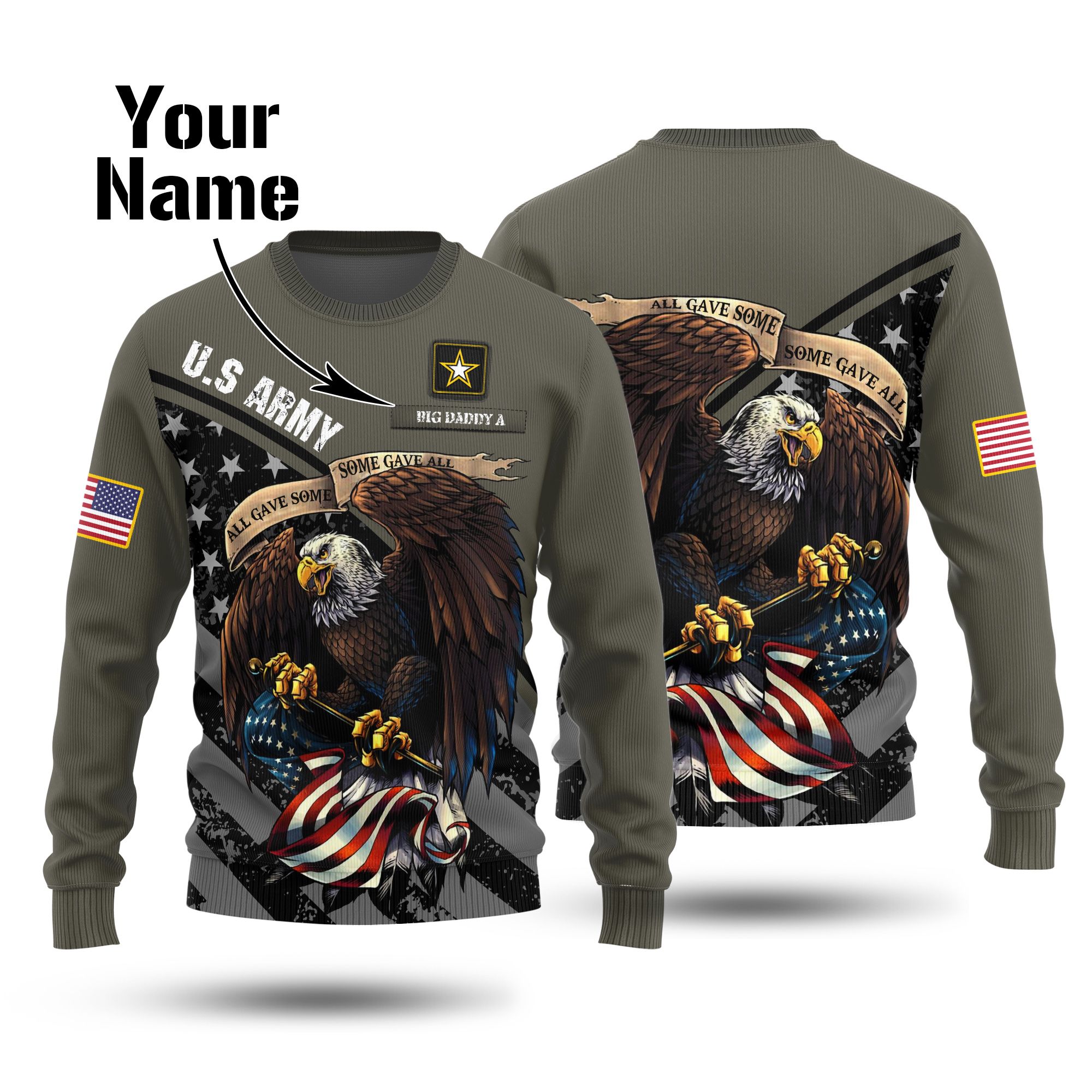 U.S Army Custom Name Woolen Sweater PODWS001