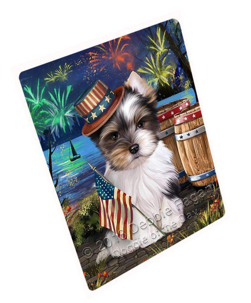 4Th Of July Independence Day Fireworks Biewer Terrier Dog At The Lake Blanket Blnkt75936