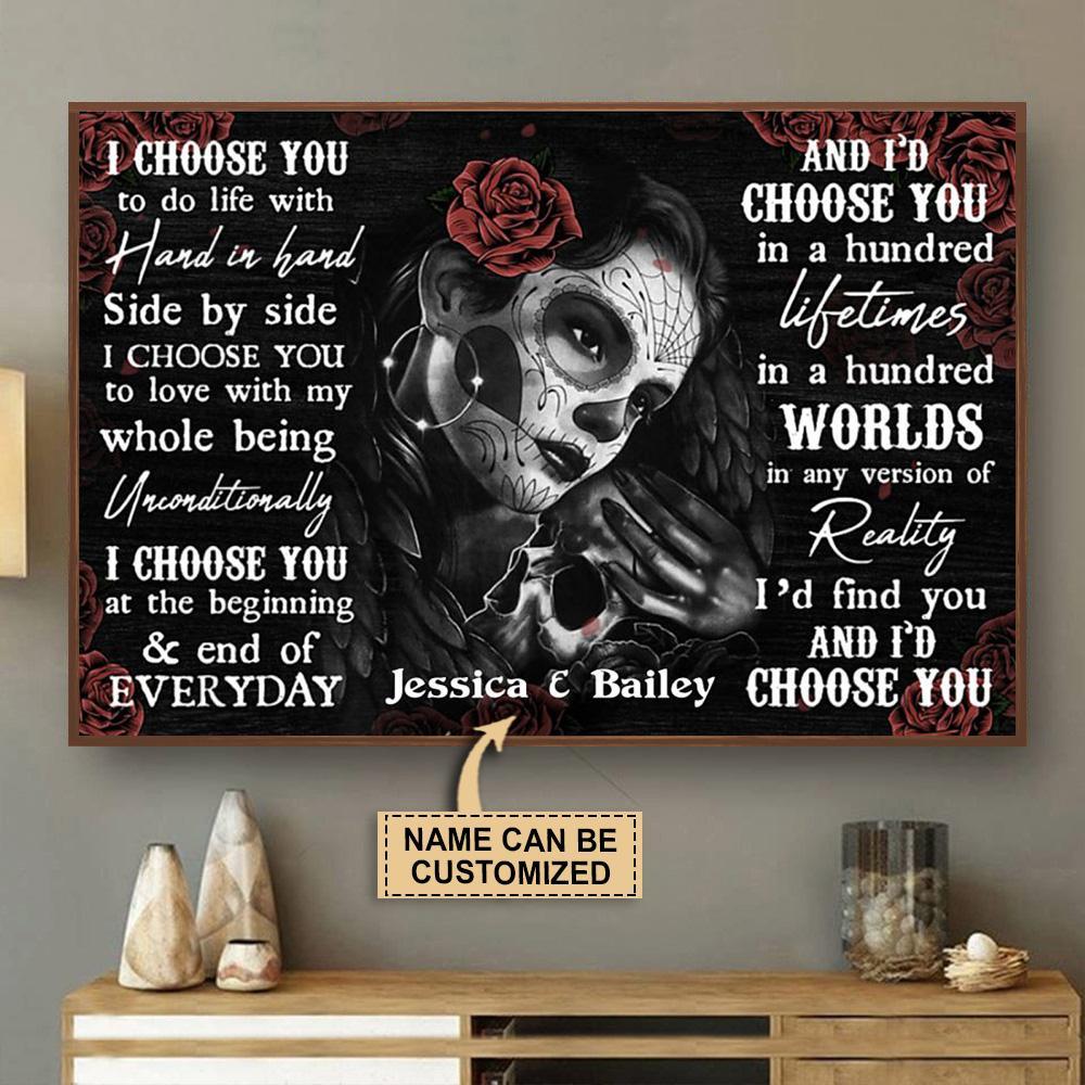 Aeticon Gifts Personalized Skull I Choose You To Do Life Canvas Mom Dad Gift Home Decor