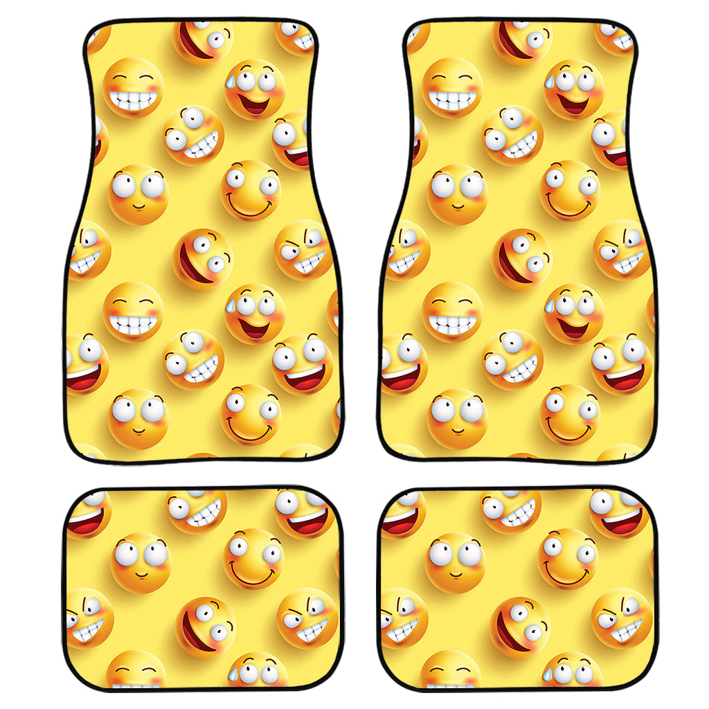 Crazy Emoji Pattern Print Front And Back Car Floor Mats, Front Car Mat