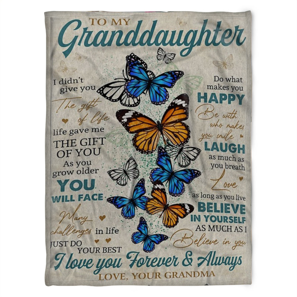 To My Granddaughter Blanket, Fleece Blankets, Be With Who Makes You Smile, Gift For Granddaughter Family Home Decor Bedding Couch Sofa Soft And Comfy Cozy