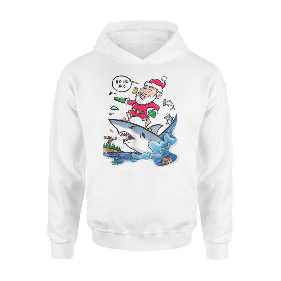 Christmas Santa Surfing On A Shark Gift Hoodie