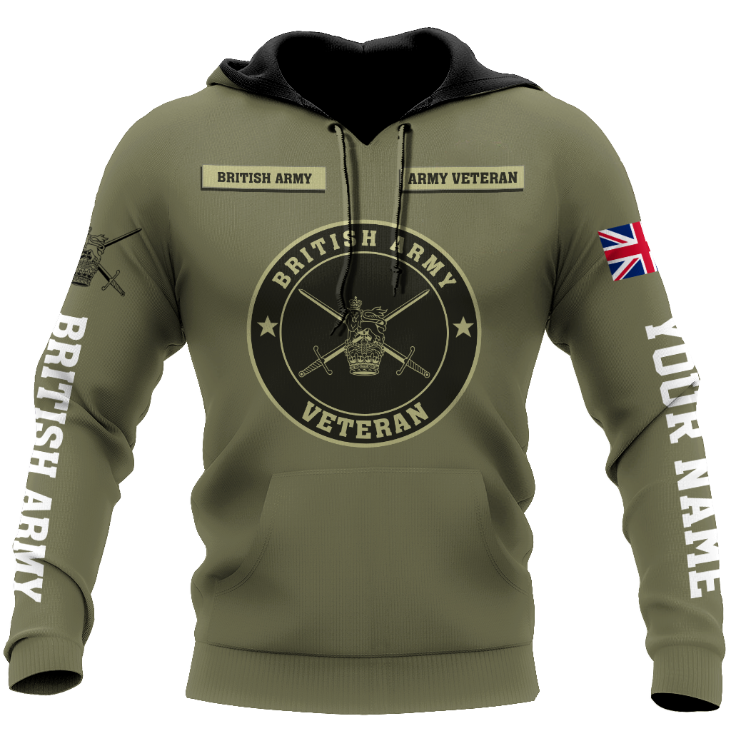 Proud to be British Army Veteran Personalized Name – 3D All Over Printed Shirts For Men and Women