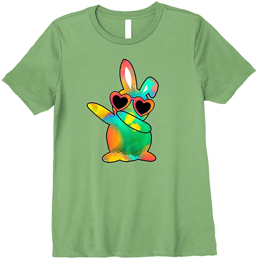 Watercolor Dabbing Bunny with Heart Glasses Mommy and Me Premium T-Shirt