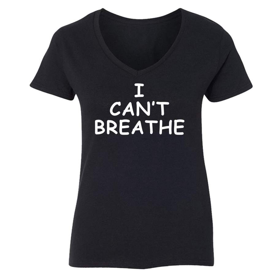 XtraFly Apparel Women’s I Can’t Breathe Black Lives Matter BLM America V-Neck Short Sleeve T-Shirt