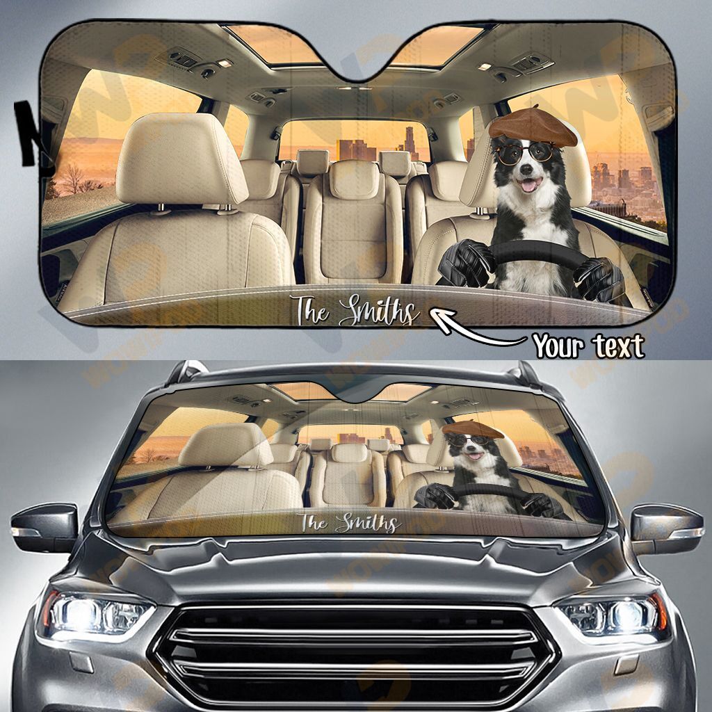 Border Collie Family Custom Name Car Sun Shade 10 NDC0198