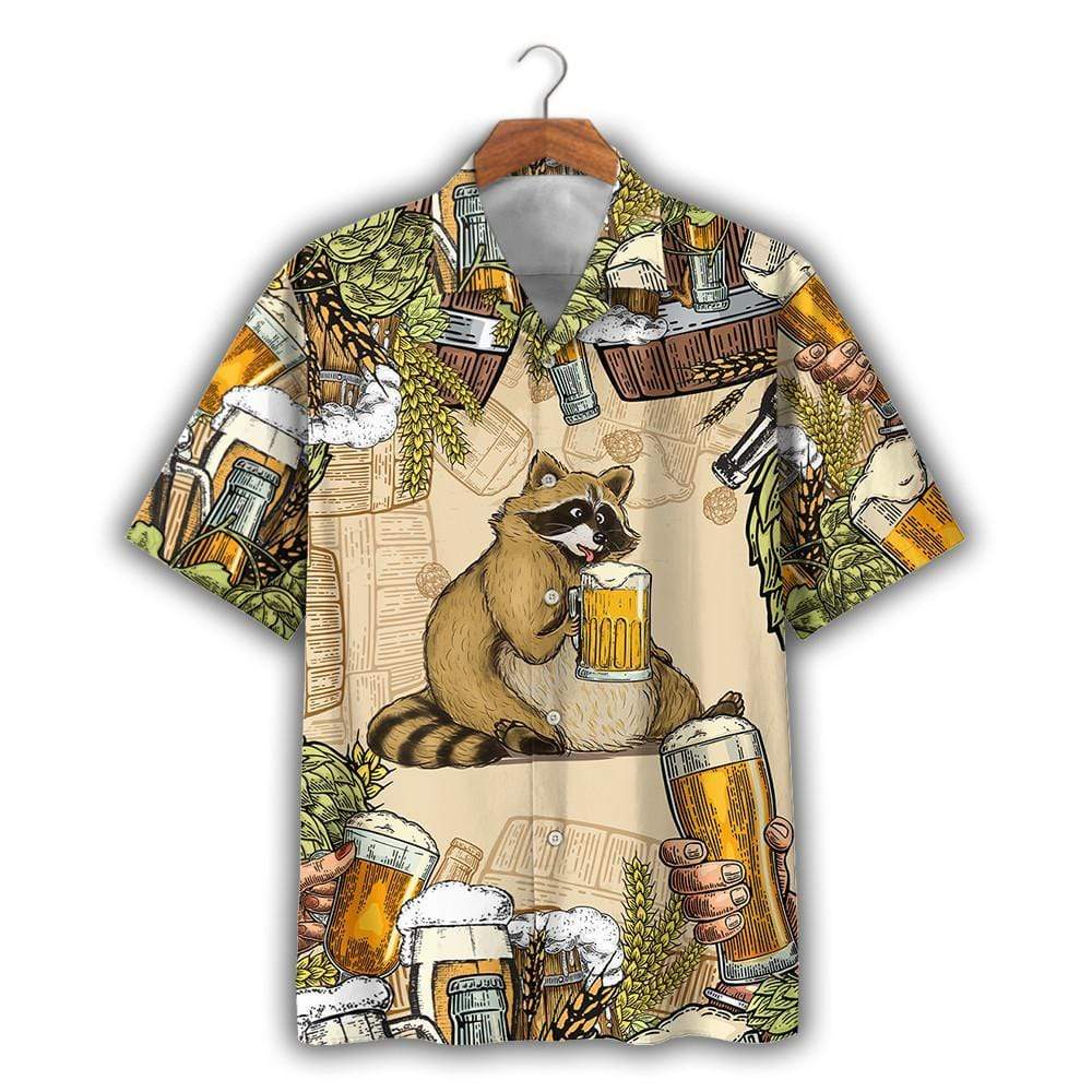 Funny Raccoon And Beer Unisex Hawaiian Shirts – Beach Shorts