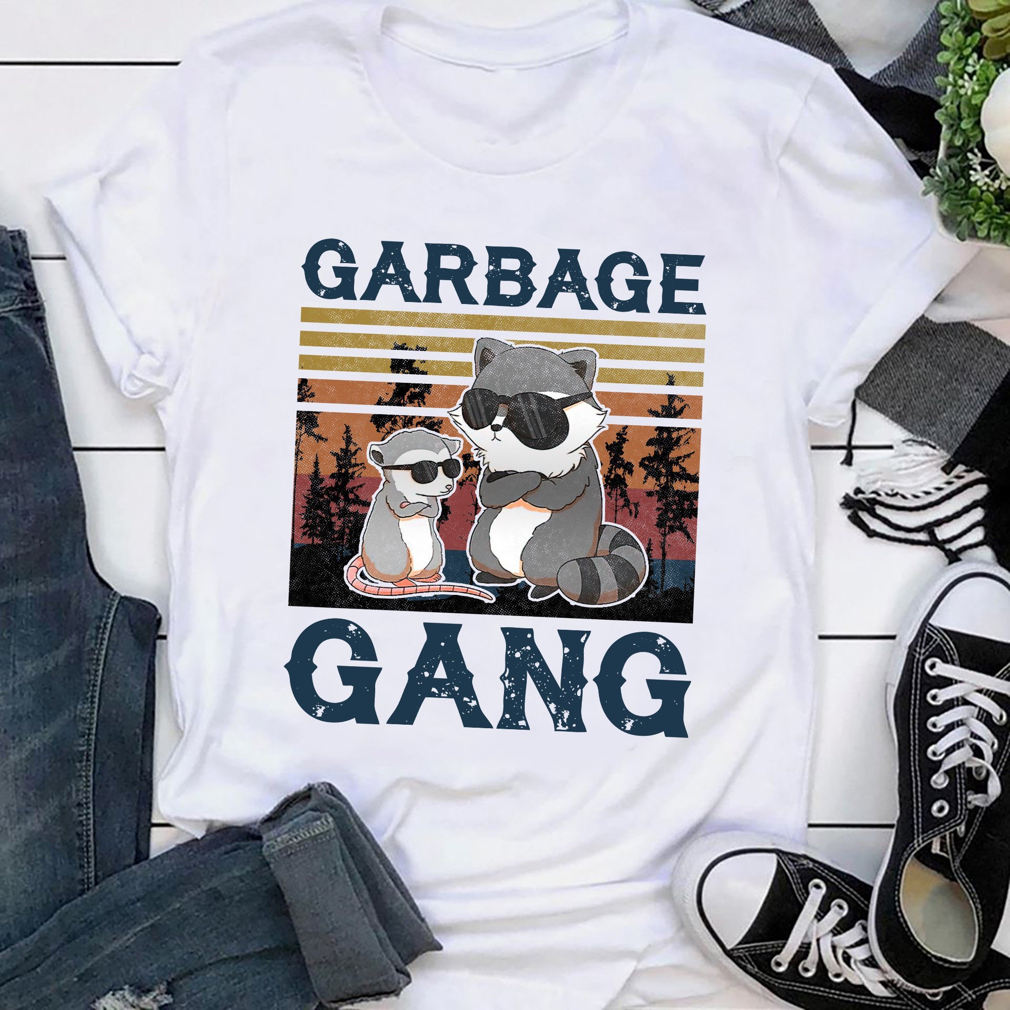 Retro Trash Animal Garbage Gang Graphic Unisex T-shirt Hoodie All Color Plus Size Up To S-5xl