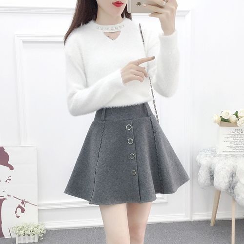 Women’s 2022 Spring Autumn New Sweet O-neck Knitted Sweater Casual Pullover Top + Mini Skirt 2 Piece Set Female Casual Suit P40 alx