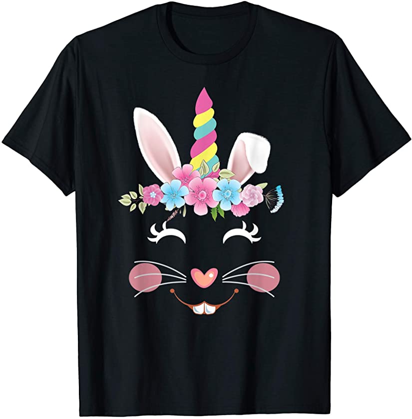 Cute Easter Bunny Unicorn Face Bunnycorn Egg Hunting Lovely T-Shirt