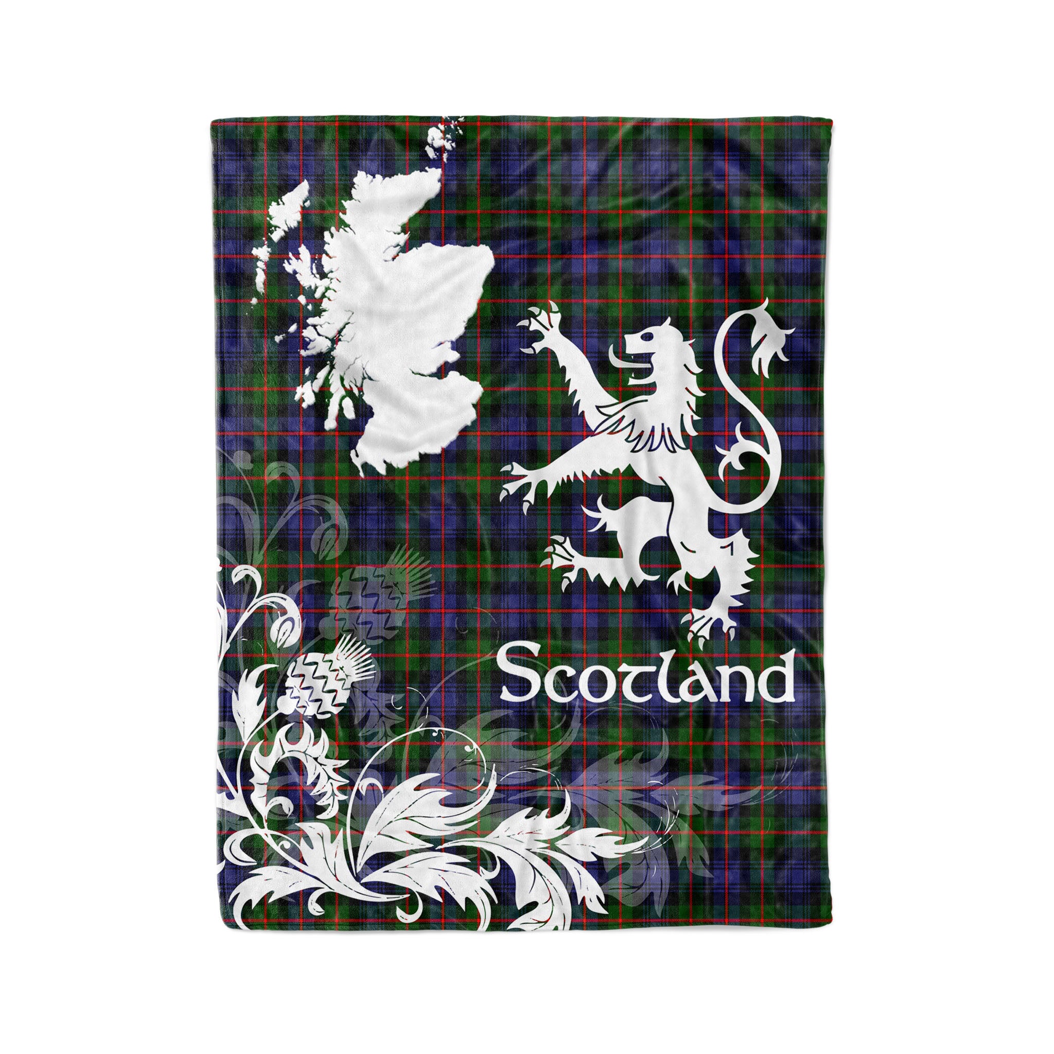 Tartan Plaid Fleece Blanket Tartan Blanket Thistle And Lion Scottish Clan Murray Of Atholl Modern Plaid Blanket