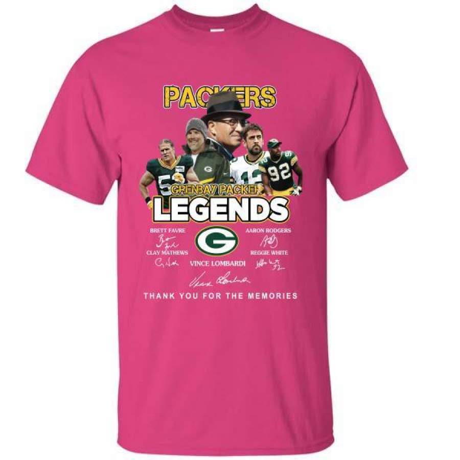 Green Bay Packers Brett Favre Aaron Rodgers Vince Lombardi Legends Thank You For The Memories Signatures T-Shirt