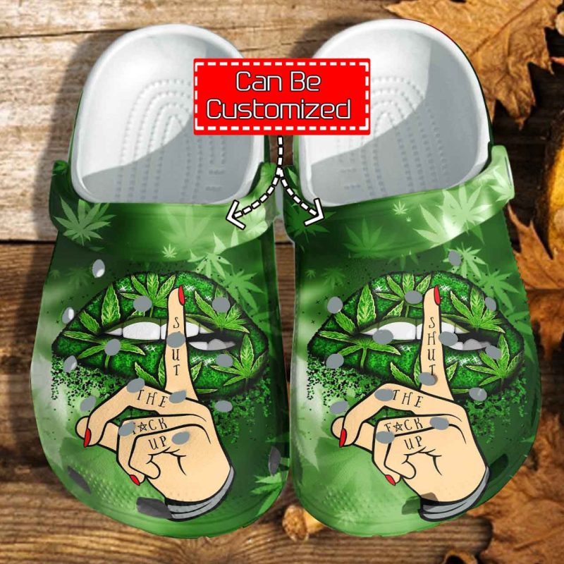 Weed Lip Smoke clog Shoes Custom