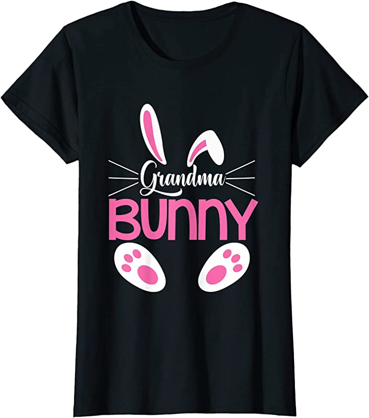 Womens Grandma Bunny Rabbit Grandmother Happy Easter Egg Hunt T-Shirt