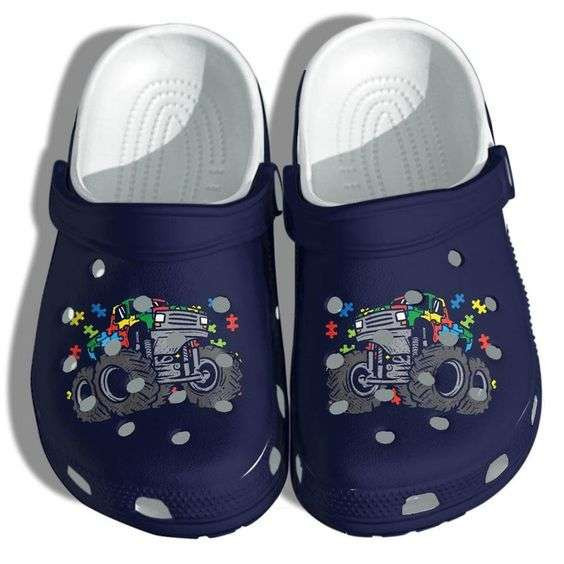 Autism Awareness Day Tractor Autism Puzzle Pieces Crocband Clog Shoes