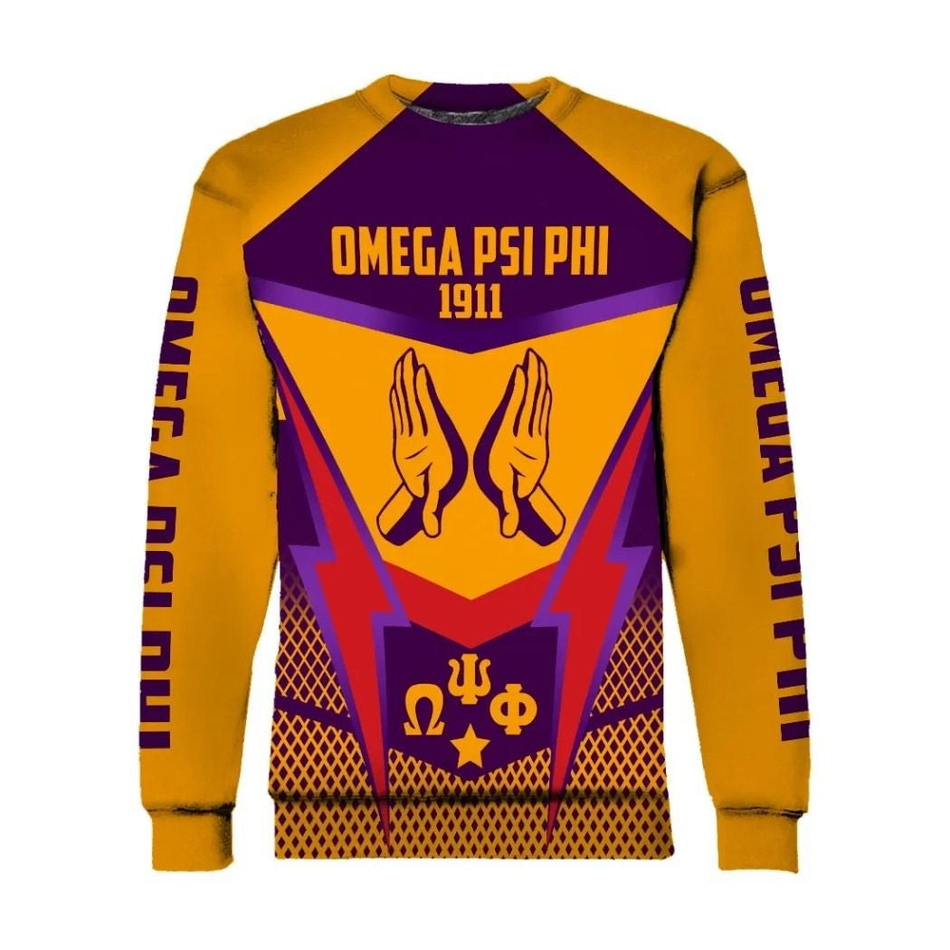 Fraternity Sweatshirt – Omega Psi Phi Logo Thunder Style Sweatshirt