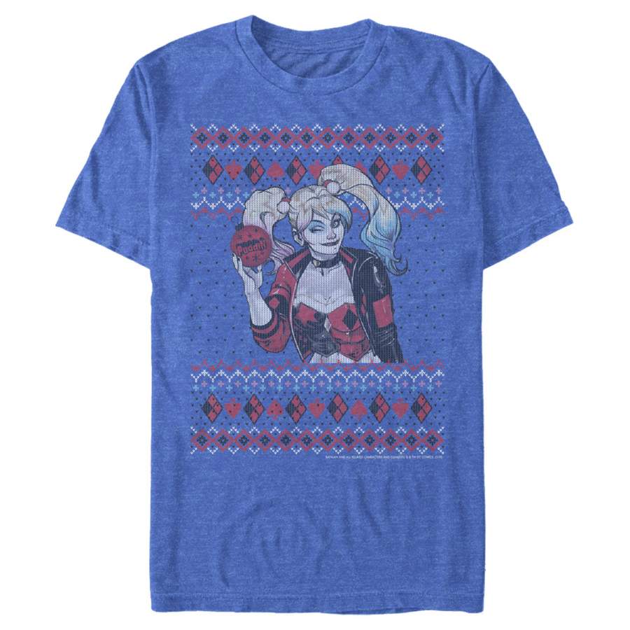 Batman Men’s Ugly Christmas Harley Quinn  T Shirt