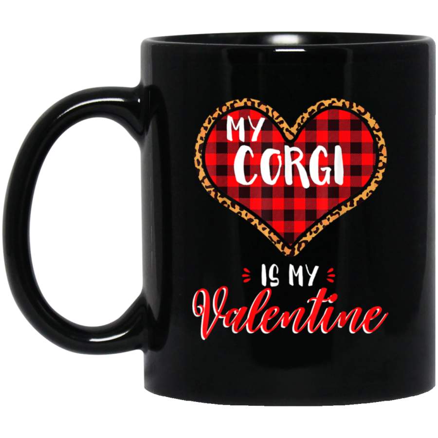 cardigan welsh corgi is valentine dog leopard buffalo plaid Black Mug Pet Owner, Dog Dad Mom Lover, Best Friends Gifts Funny Sayings Slogan Cute