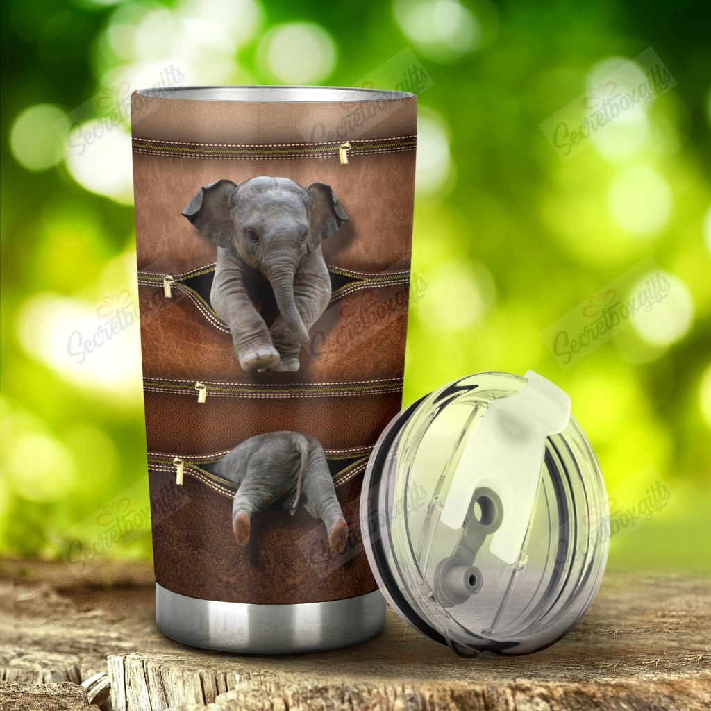 Personalized Elephant Leather Pattern Print Yw2001704Cl Stainless Steel Tumbler Travel Customize Name, Text, Number, Image