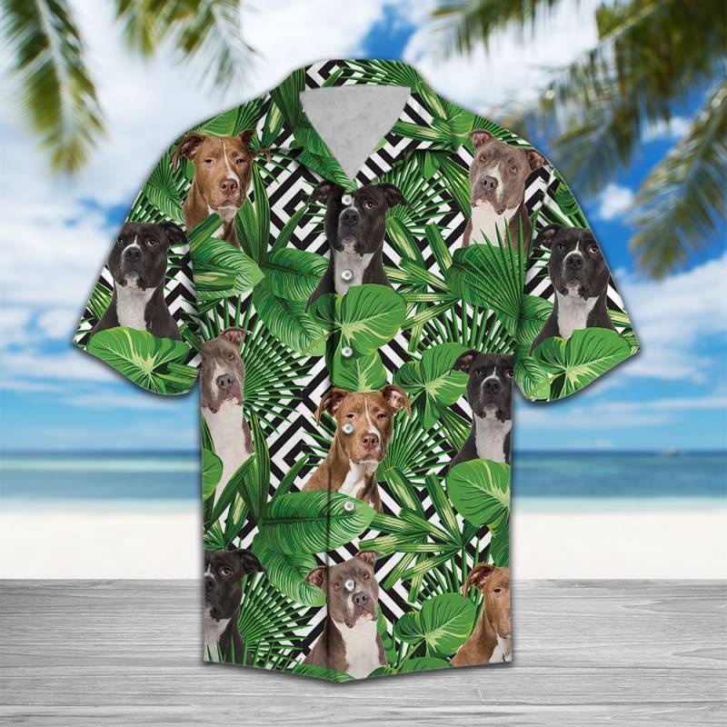 Summer Exotic Jungle Tropical American Pit Bull Terrier Hawaiian Shirt Ha110573