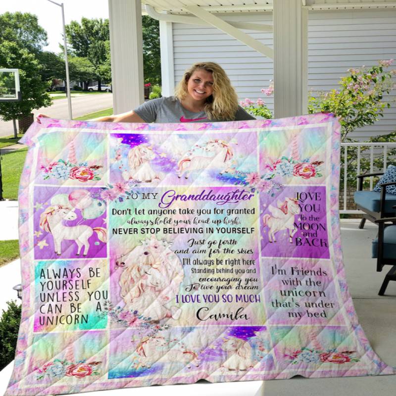 LL – Personalized – Unicorn – To my Grandaughter quilt blanket ver 1
