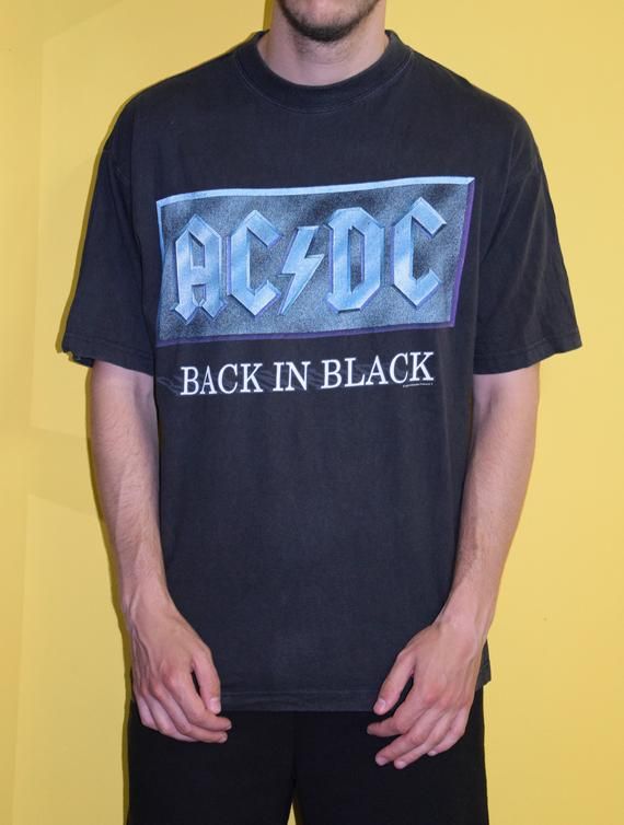 90S Ac Dc Vintage Shirt Back In Black Tour Large Motorhead Aerosmith Airbourne Kiss Ozzy Osbourne Black Sabbath Deep Purple Cooper Dio