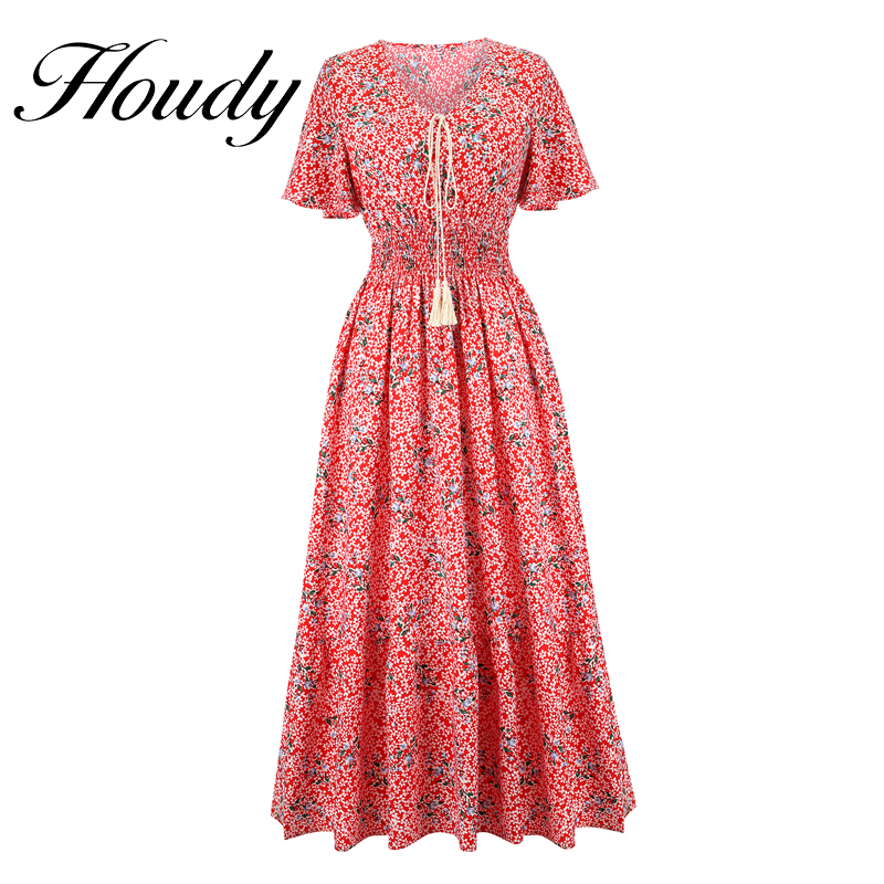 2022 New Spring Summer Dot Print Red Dressv Collar Women Casual Butterfly Sleeve Ruffles Medium Long Chiffon Dress Vestidos alx