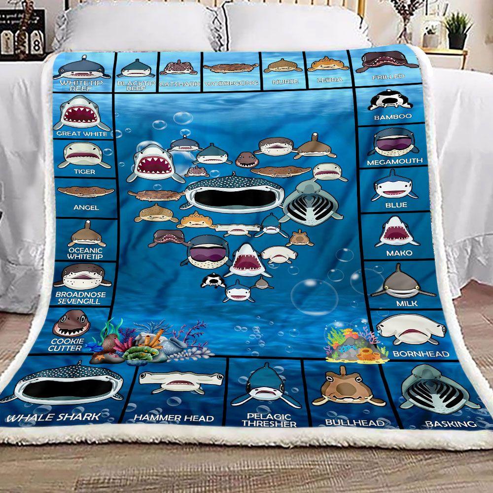 Shark Faces 2 Fleece Blanket – Quilt Blanket