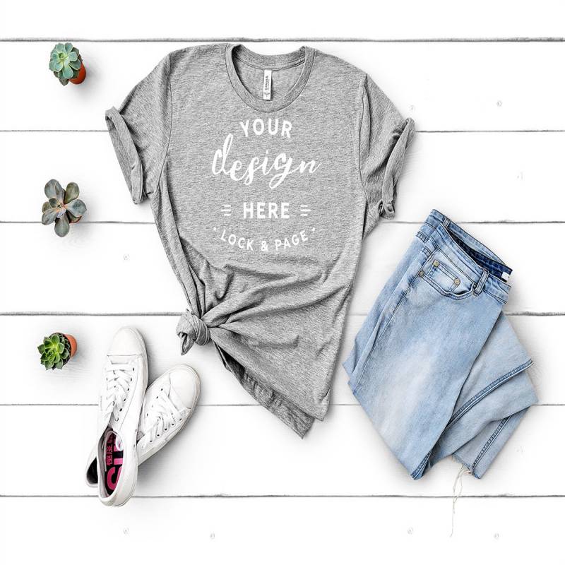 Download Athletic Heather Bella Canvas 3001 Grey Unisex T-Shirt ...