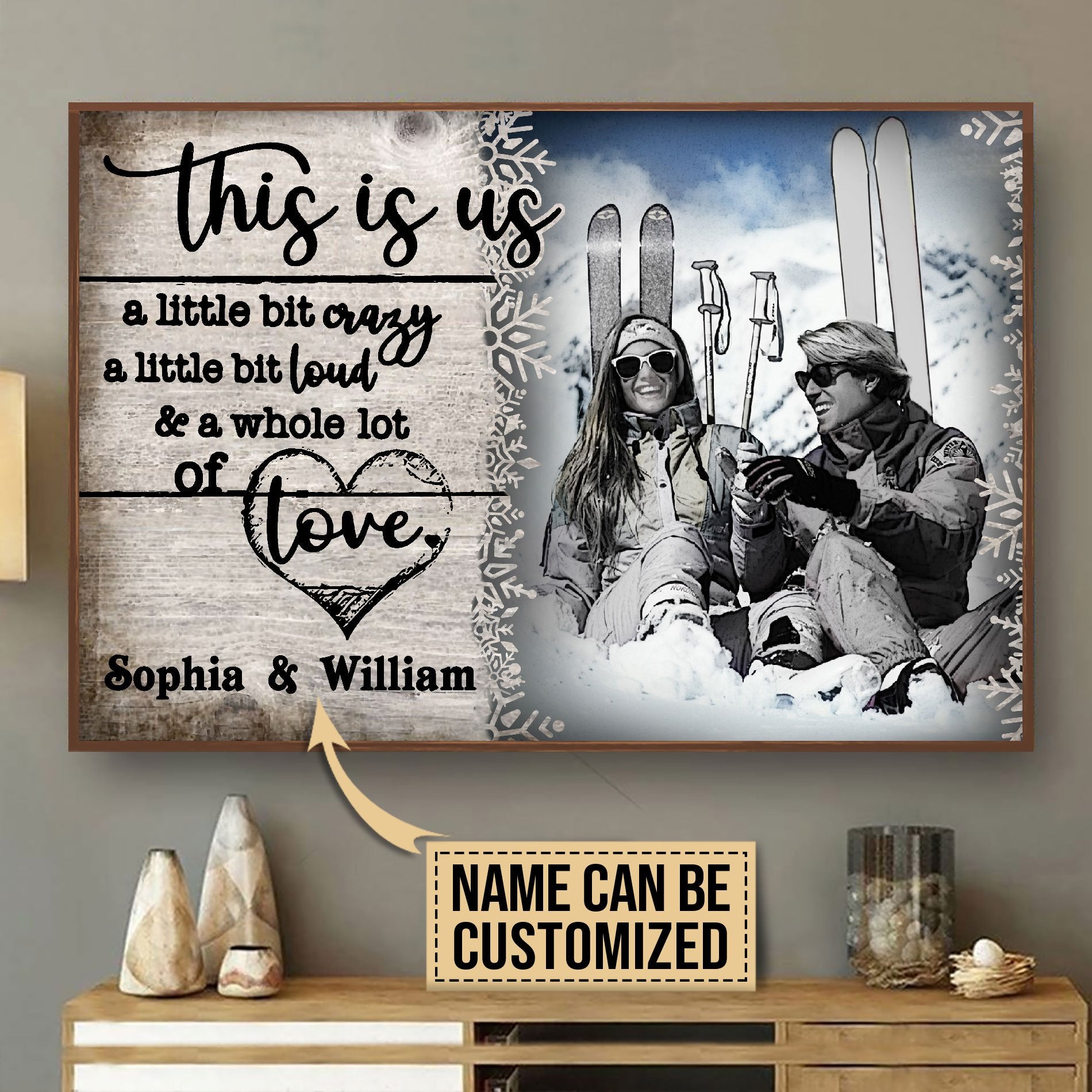 Personalized Canvas, Custom Canvas Prints Skiing Vintage Couple A Little Bit Poster Print, Canvas Poster Wall Art, Canvas Print Wall Decor