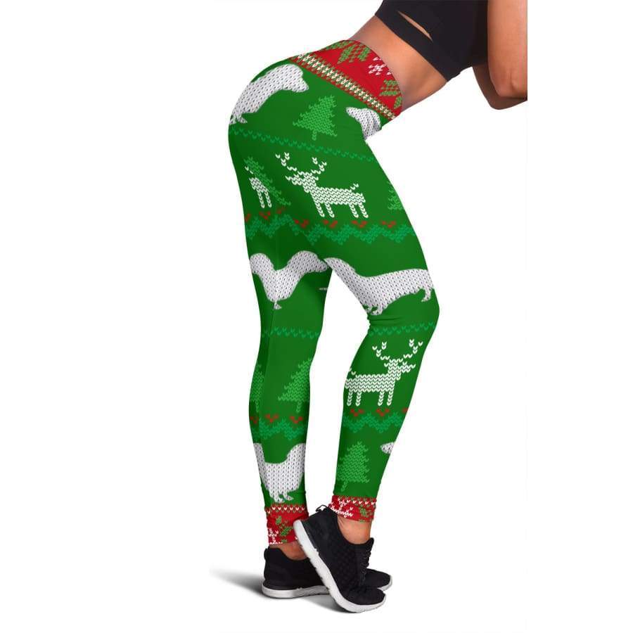 Ugly Christmas Sweater Leggings With Dachshunds