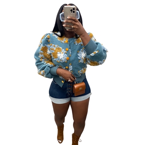 STYLISH LADY Floral Printed Jackets 2022 Autumn Women Long Sleeve Single Breasted Club Party Vintage Cardigans Jackets Outwear alx