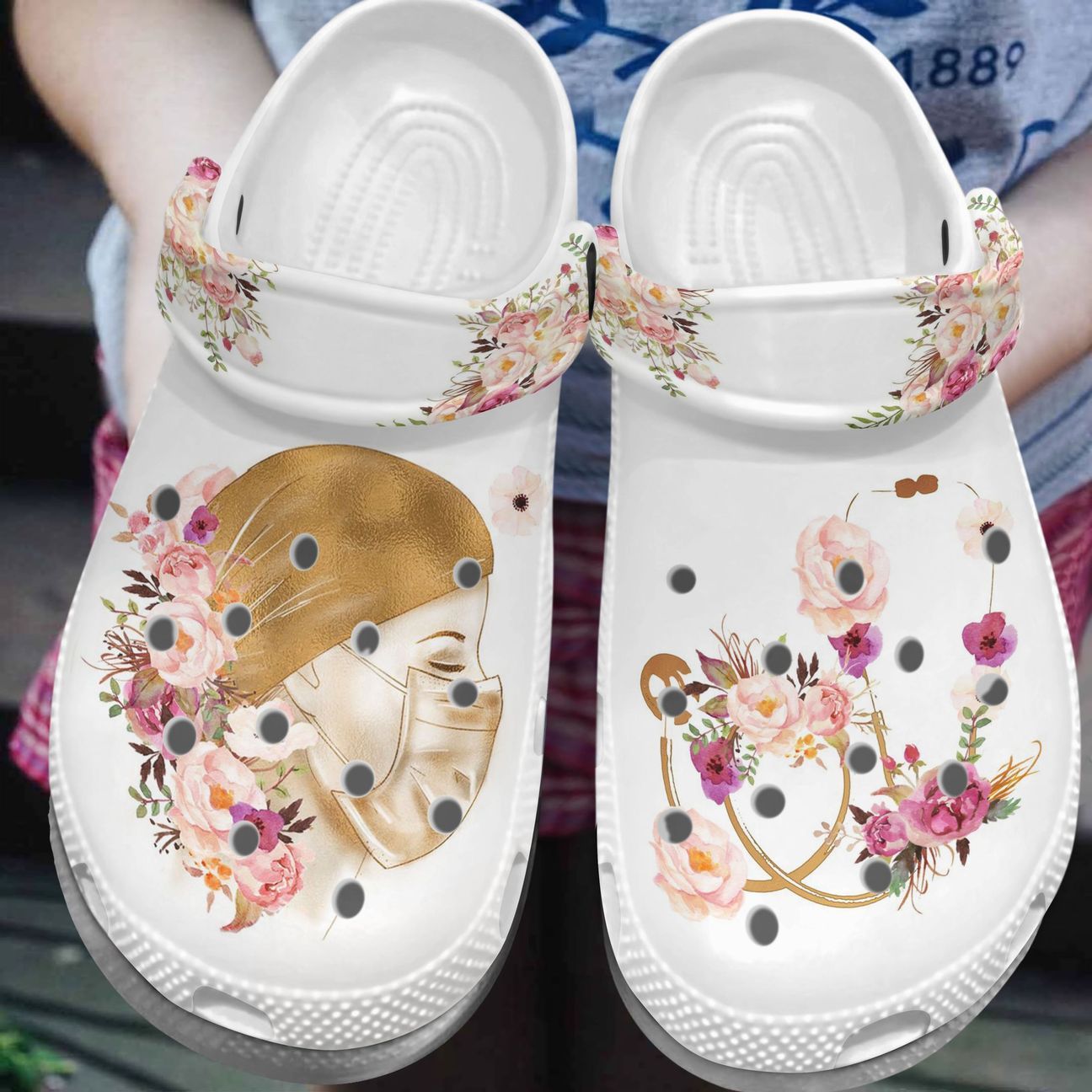 Nurse Personalized Clog, Custom Name, Text, Color, Number Fashion Style For Women, Men, Kid, Print 3D Flowers