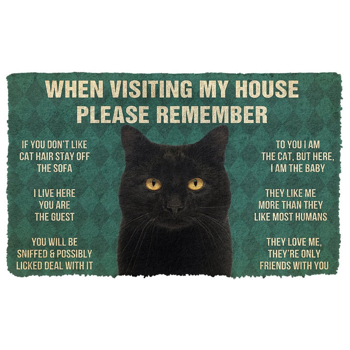 Waybackapparel Please Remember Black Cat House Rules 3D Doormat