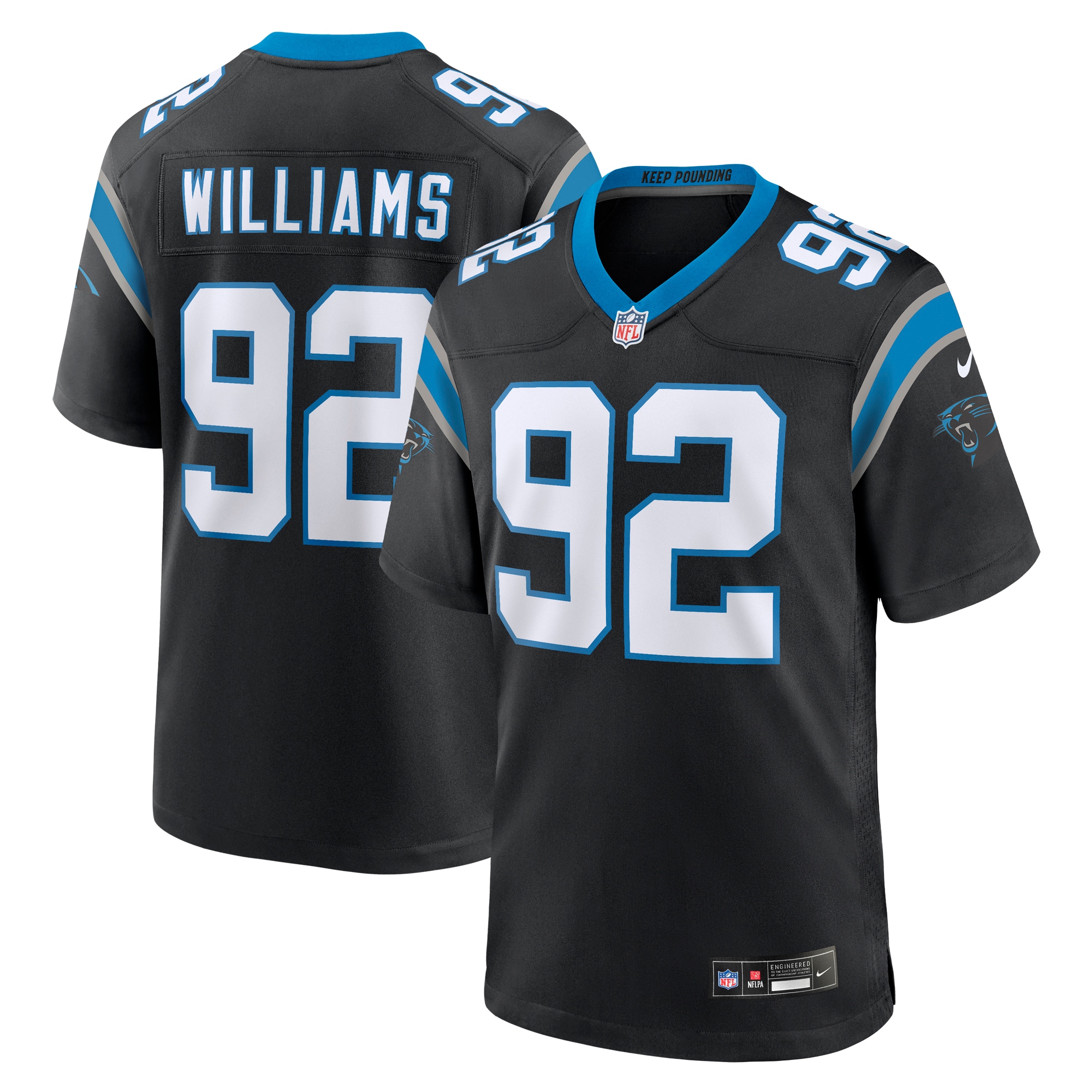 Raequan Williams Carolina Panthers Team Game Jersey – Black