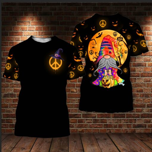 Hippie Gnome Happy Halloween 3D All Over Printed Shirts For Men And Women, Gift For Hippie Lover, Hippie Soul