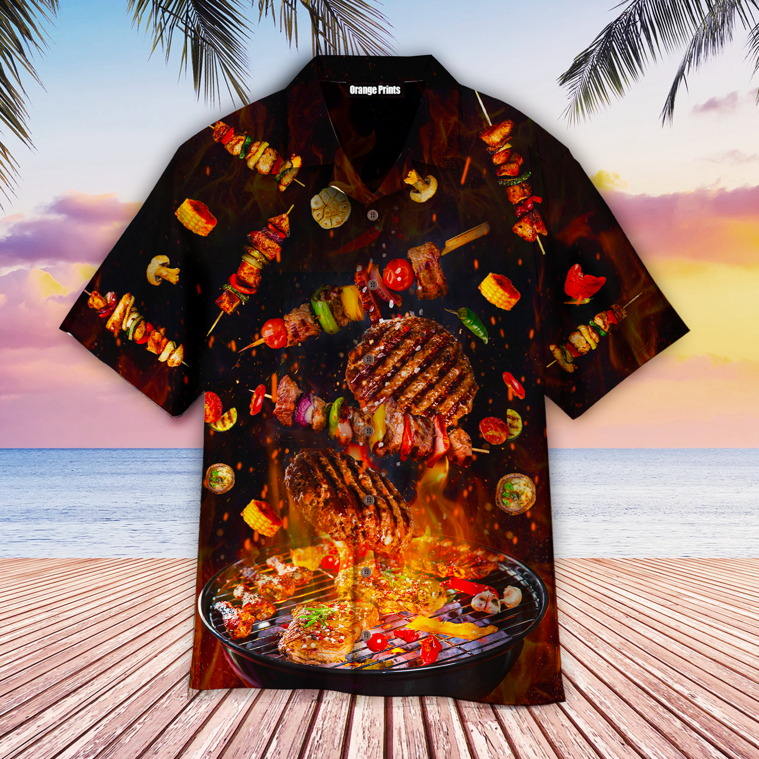 Food Bbq On Fire Hawaii Shirt For Men Women Ha30349