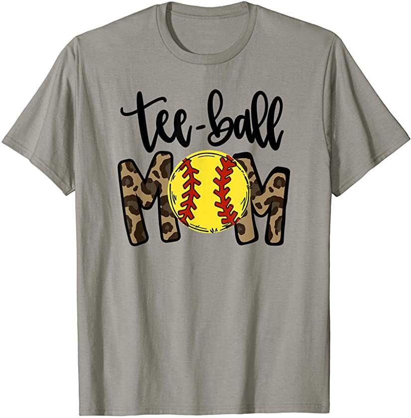 Teeball Mom Leopard Funny Teeball Mom Mother’s Day Gift T-Shirt