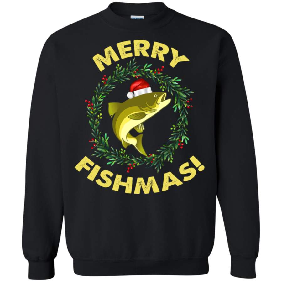 Merry Fishmas Funny Christmas Xmas Fisher Fishing Sweatshirt T-Shirt