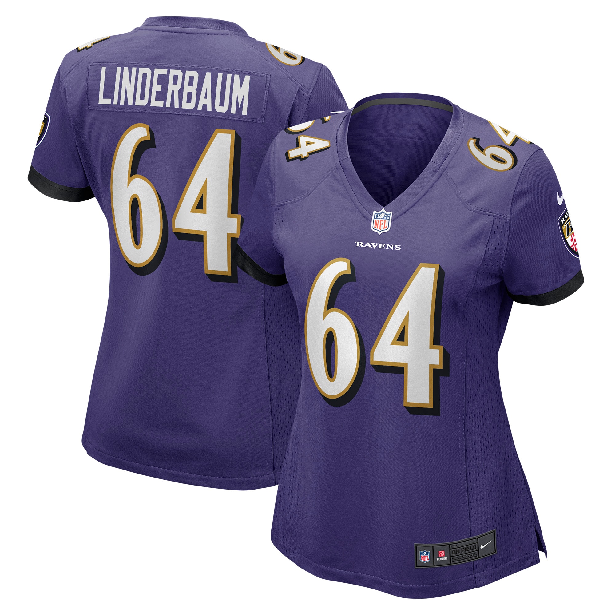 Tyler Linderbaum Baltimore Ravens Women's Player Game Jersey – Purple